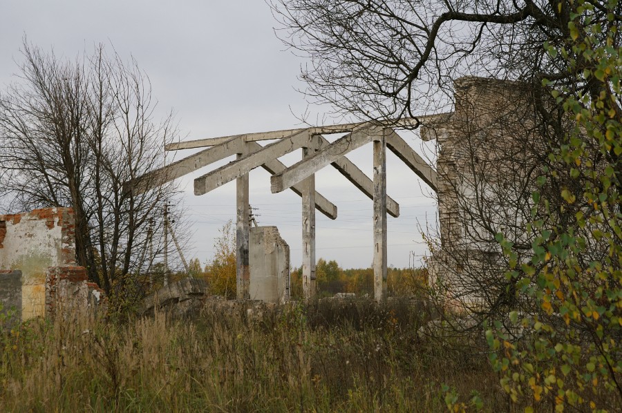 Развалины депо в деревне Чистое