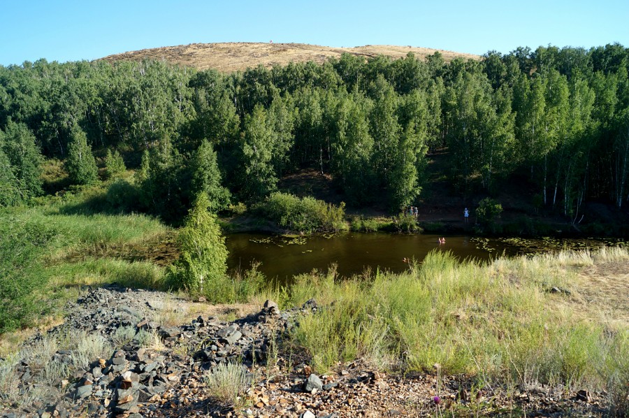 Река Б. Караганка в Аркаиме - вид с недостроенной плотины