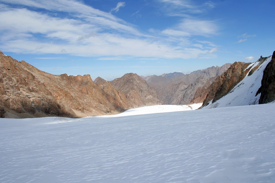 Долина реки Кашкатор с ледника под перевалом Котор