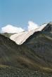 Вид на ледник и перевал от снежника в долине Атбажи